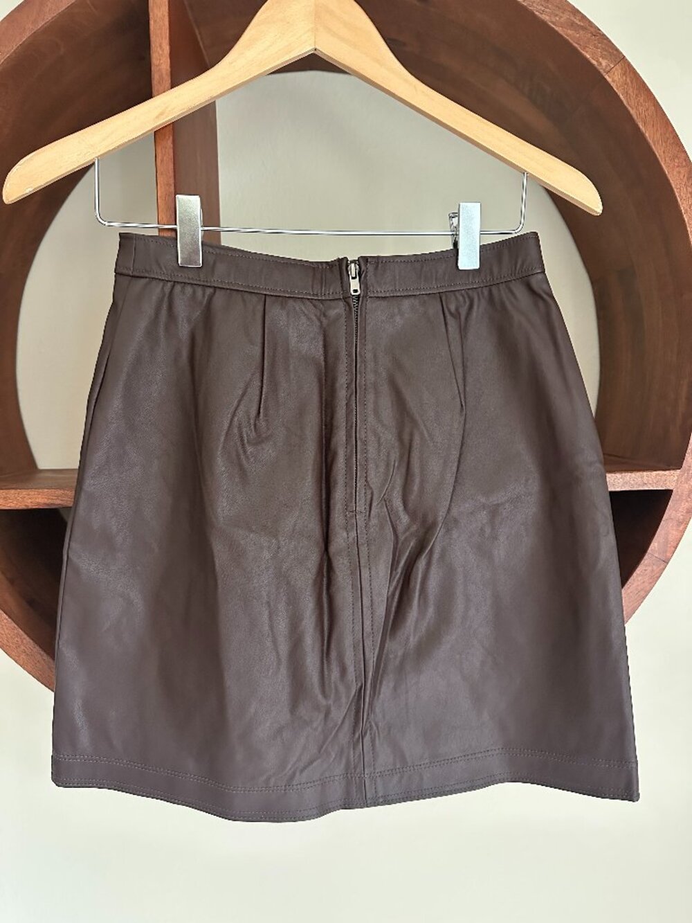 Abercrombie & Fitch Brown Vegan Leather A-Line Mini Skirt XS